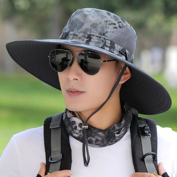 遮陽帽 子男士夏季防紫外線迷彩漁夫帽戶外防曬釣魚登山大沿太陽帽 全館免運