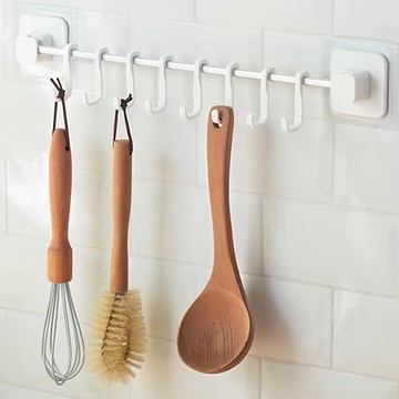 整潔黏貼式廚具整理掛架  1個  白色