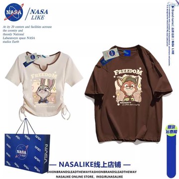 一長一短~美式高街潮牌情侶短袖T恤男女夏季oversize寬松正肩上衣