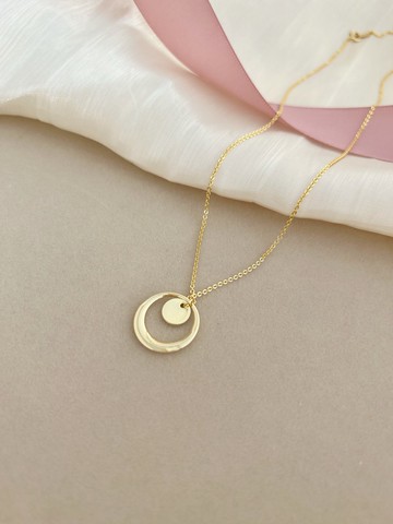 【精緻禮盒】日月金色項鍊 18KGF－相遇 #幾何 層次 氣質