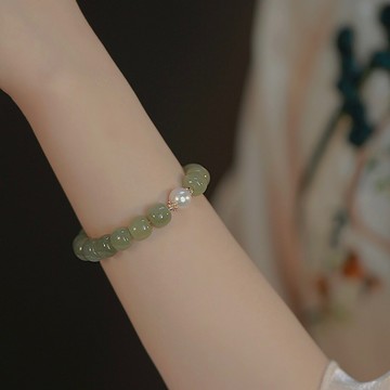 『百貨屋二號』新款和田玉手鏈輕奢法式復古淡水珍珠手鏈女夏感手飾