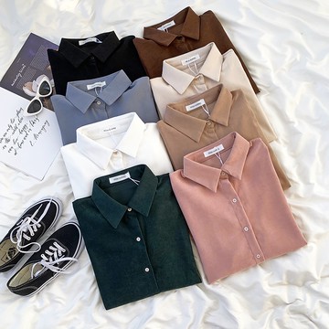 【太妮絲M164】現貨 秋冬款 磨毛長袖襯衫 多色襯衫 氣質 翻領 單排扣 寬鬆 舒適 百