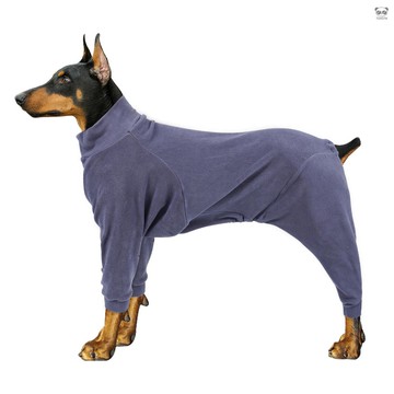 狗狗冬季外套 保暖搖粒絨 寵物高領四腳衣 灰藍色 2XL （YA002V031#）