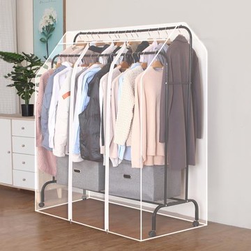 透明簡易掛衣架家用罩子晾衣架遮蓋防塵罩套落地雙桿衣物掛衣袋厚