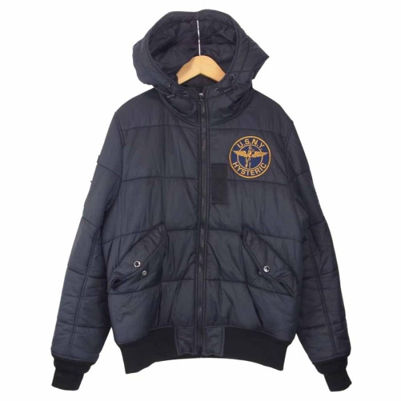 HYSTERIC GLAMOUR ヒステリックグラマー 0243AB04 プリマロフト ナイロン タフタ フーデッド MA-1 ジャケット  ダークネイビー系 M【中古】 | LINEブランドカタログ