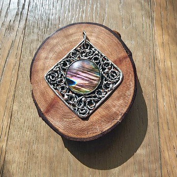 【曲水辰手作】紫彩拉長石純銀吊墜