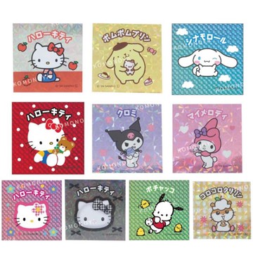 小禮堂 Sanrio 三麗鷗 方形塑膠貼紙 (閃亮雷射) Kitty 美樂蒂 酷洛米 布丁狗 大耳狗 帕恰狗