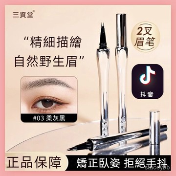 🍃臺灣現貨🌸抖音爆款🔥三資堂同款二叉眉筆 眉筆 下睫毛眼線筆不暈染防水持久不脫色 初學者專用眉筆 懶人眉筆 一筆成