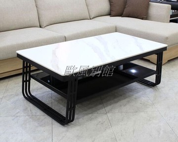 【歐風別館】布蘭特白色岩板黑鐵茶几【工業風~基隆至台中免運費】