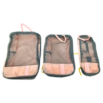 TAILI 太力 撞色旅行雙層壓縮收納3件組  大包 26 x 12 x 39cm + 中包 24 x 12 x 35cm + 小包 13 x 12 x 34cm  粉色