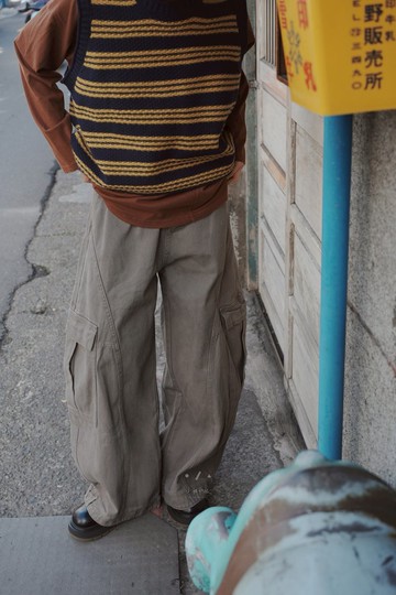 終於瘋了上下顛倒褲口水洗寬褲 - 2色 - 咖