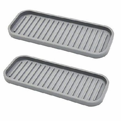 Silicone Soap Tray, Bathroom Kitchen Finishing Tray, Kitchen Sink with Soap Rack, Sponge Tray, Soap and Sponge Sink Organizer（Mist, 2 Pack）