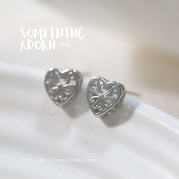 【SA｜很有飾】全現貨 全銀 925銀『民族雕紋立體愛心』純銀耳環 小耳環 耳飾 銀飾 飾品 東大門 愛心-S012