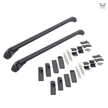 小轎車車頂架通用橫杆 汽車車頂行李架旅行架行李框行李箱橫杆 適用於110-114cm車頂雨槽寬度 配4把鑰匙 黑色 一對