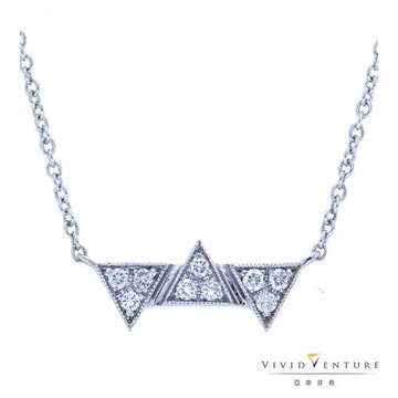 亞帝芬奇 10分 天然真鑽 鑽石 項鍊 翻轉 白K金台+銀鍊