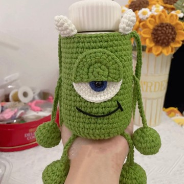 DIY💖手工diy獨眼仔水杯套材料包毛綫編織自製鈎針卡通保溫套生日禮物手工材料包創意交換禮物 毛線編織鉤針手作 EEBK
