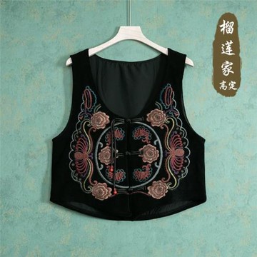 春秋新中式重工刺繡馬甲外套女寬松國風唐裝復古盤扣坎肩馬夾上衣