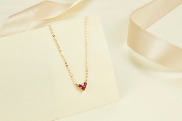 【PurpleMay Jewellery】純18K金愛心紅寶石吊墜項鍊 訂製 P018