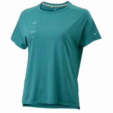 MIZUNO 美津濃 短袖上衣 女 訓練 慢跑 吸濕排汗 綠 J2TAD20333