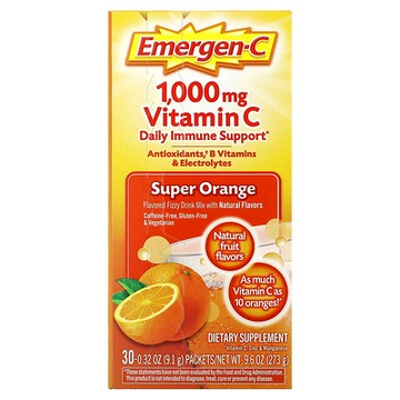 Emergen-C, 維生素 C，超級橙味，1,000 毫克，30 包，每包 0.32 盎司（9.1 克）