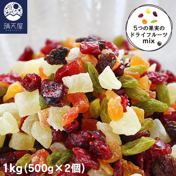 ドライフルーツミックス 1kg（500g×2袋） 5種のドライフルーツ