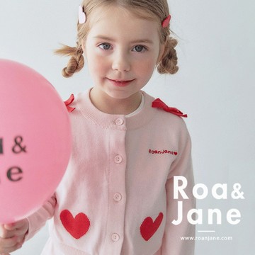 韓國專櫃 RoanJane 草莓牛奶粉愛心蝴蝶結針織外套