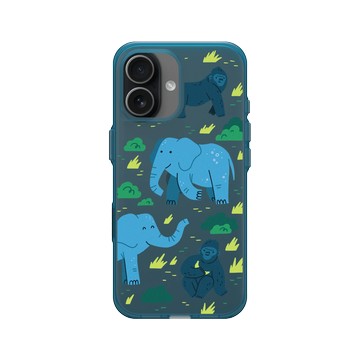 iPhone 17 Clear (相機按鈕) 夜幕藍 - RHINOSHIELD X Taipei Zoo - 非洲區插畫（西部低地大猩猩、非洲象）
