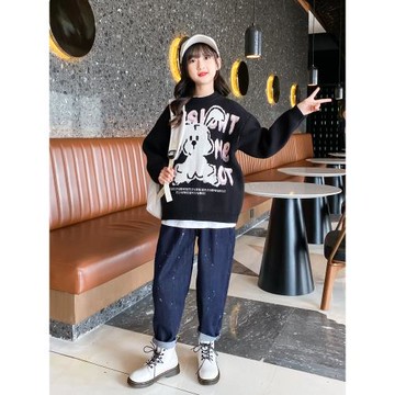 女童毛衣秋冬季黑色針織打底衫潮酷大兒童裝女孩衣服2025新款洋氣