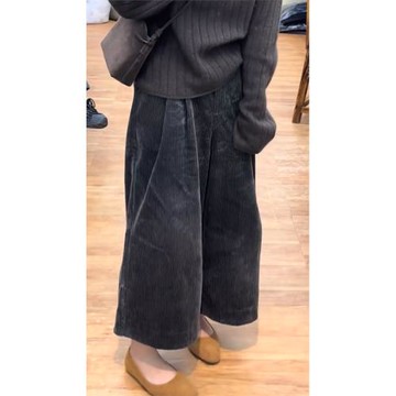 (免運)寬松胖mm遮跨顯瘦闊腿褲燈芯絨九分褲秋冬新款復古氣質休閑褲子女