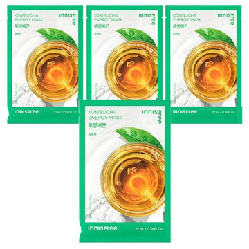 INNISFREE 我的真萃能量面膜 康普茶款 22ml  使暗沉肌膚恢復透亮  低刺激日常面膜  1入  4片