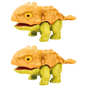 咬手指恐龍玩具5入組 黃色甲龍 塑膠材質  2組