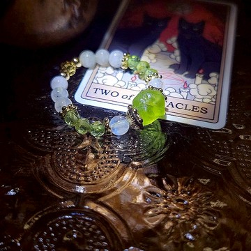 九月誕生療癒水晶戒指 | 橄欖石 | 月光石 |