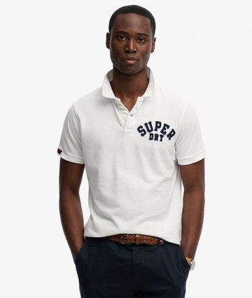 Superdry Men's Vintage Athletic Polo Shirt White Size: M