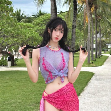 夏季必備🌞 多巴胺新款高級可愛性感聚攏顯瘦遮肚度假拍照四件套比基尼泳衣女