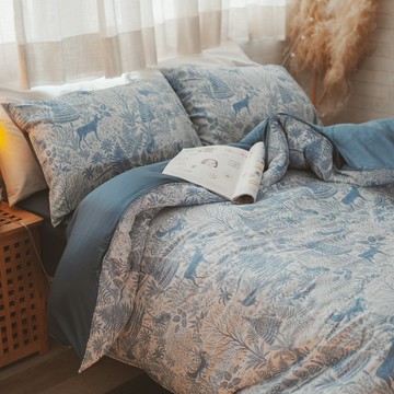 棉床本舖｜麋霧青森 ❱100s萊賽爾天絲™床包+兩用被 - Q4加大床包+兩用被組/含枕套\t