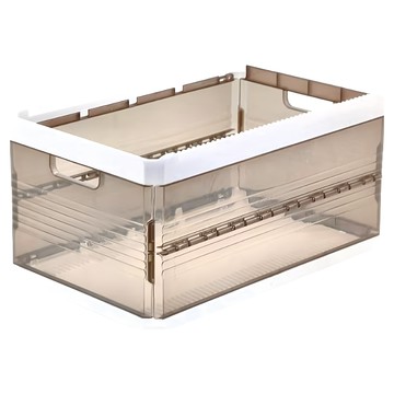 SHCJ 生活采家 SlideStack 堆疊滑動折疊收納箱 PP HIPS塑料 透茶色  小號(40.5 x 25.5 x 20.5cm)  有蓋無格  1個