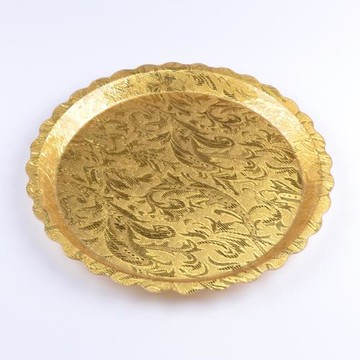 亞克力金色托盤圓形金絲色水果盤展示餐盆拼盤酒店餐廳ktv塑料