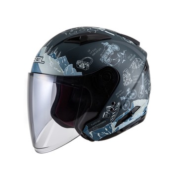 SOL 安全帽 SO-7E SO7E 探險者 消光藍灰 內藏墨鏡 雙D扣 排齒釦 雙層鏡 3/4罩 安全帽 半罩