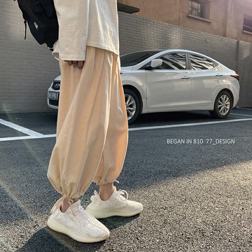 亞麻褲男九分褲夏季潮牌寬松束腳燈籠褲日系大碼休閑闊腿棉麻褲子