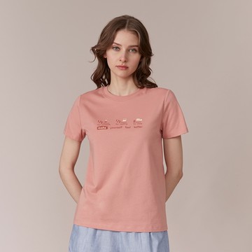 GIORDANO 女裝可愛日常印花上衣 - 42 豆沙粉