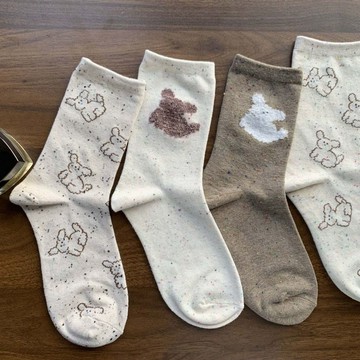森系 襪子女 中筒 ins 日系 卡通 學生 百搭 暖色系 點點 情侶 原宿風 長筒襪 點子紗 透氣 軟糯 中筒襪