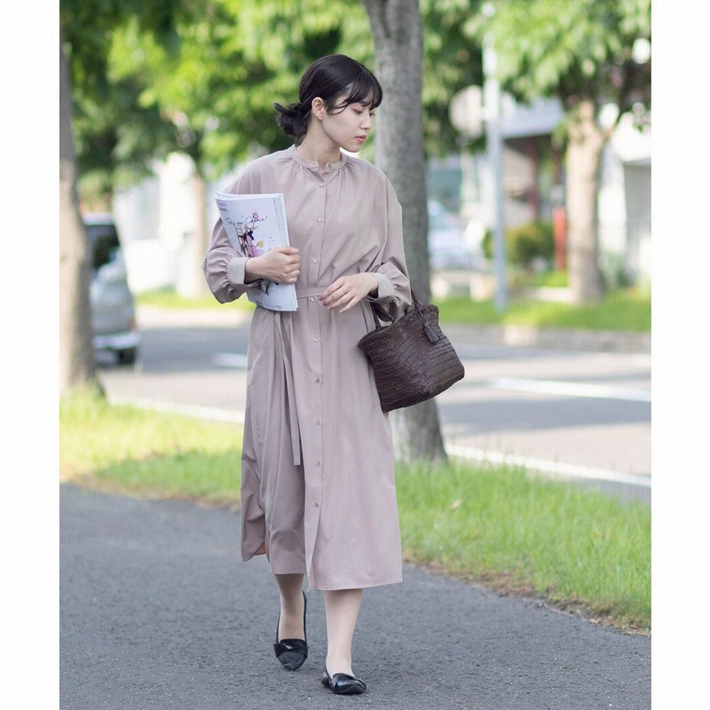 リクリー Recly 2way オールシーズン長袖 ベルト付きシャツワンピース ベージュ 通販 Lineポイント最大1 0 Get Lineショッピング