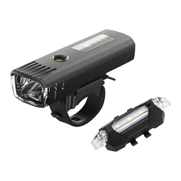 LED自行車德規頭燈 附安全尾燈  白色尾燈  1組  黑色