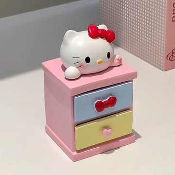 ✨臺灣出貨✨hellokitty收納盒可愛首飾盒桌面雙層小型抽屜盒家用收納戒指裝飾韓版多層飾品盒 可爱抽屜 珠寶首飾盒