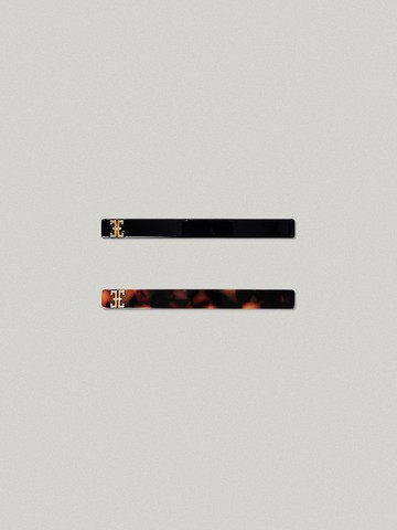 Classic Logo Metal Celluloid Mini Hair Pin [Black/Brown]