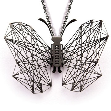 Magi-Steel｜蝶@台灣 可換翅膀蝴蝶項鍊-幾何(黑色)