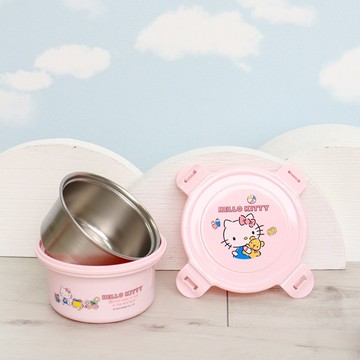 【Hello Kitty】雙耳不鏽鋼隔熱餐碗/幼兒餐碗400ml
