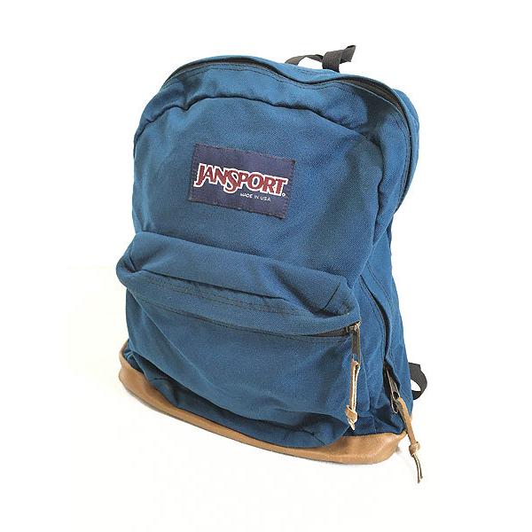 雑貨 古着 90s USA製 JANSPORT ボトムレザー ナイロン リュックサック