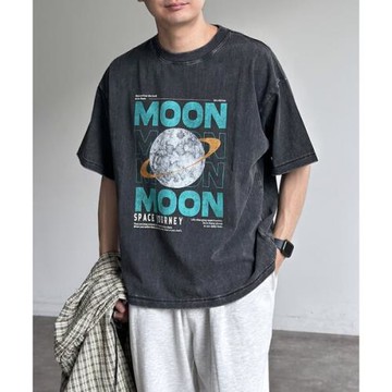 日系新款水洗做舊字母印花寬松休閑短袖T恤