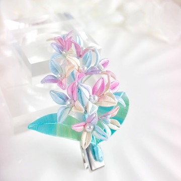 漸變繡球花髮夾 纏花 春仔花 和服發飾 天然真絲 蠶絲 髮夾